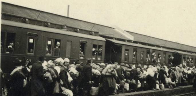 Deportation of Jews in Bielefeld, Germany, on Dec. 13, 1941. Courtesy City Archive Bielefeld, CC BY-SA