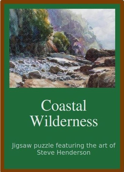 Jigsaw puzzle of an original watercolor painting depicting a rugged beach on the Northwest coast.