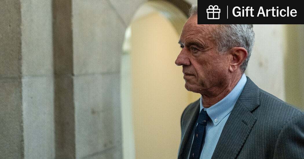 Robert F. Kennedy Jr., the health secretary, at the U.S. Capitol in March. Mr. Kennedy has long held that there is a link between certain vaccines and autism.