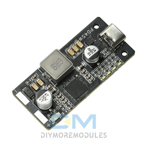 A small PCB with soldering pads on one side and a USB C socket on the other one.