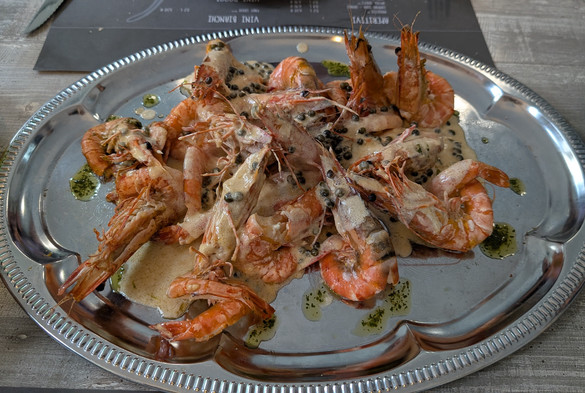 Gambas in Pfeffersauce. 